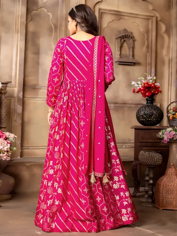 Beautiful magenta banarasi silk anarkali suit