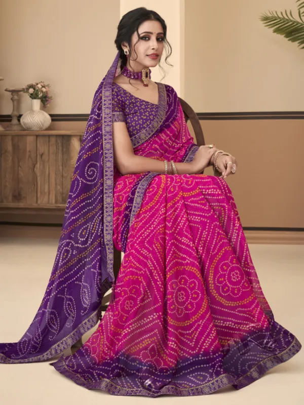 Beautiful magenta chiffon saree