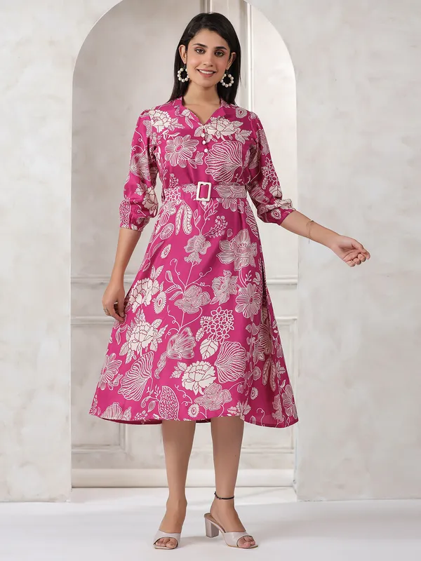 Beautiful magenta cotton printed kurti