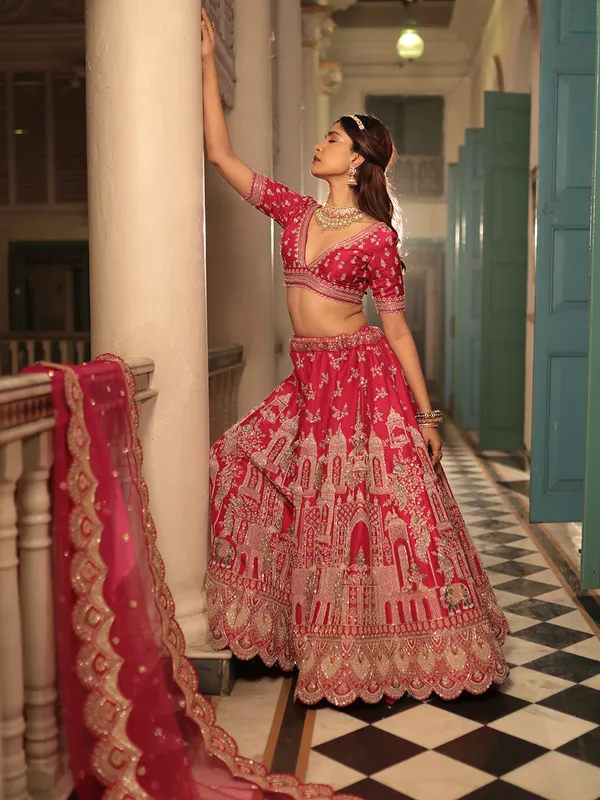 Beautiful magenta lehenga choli with dupatta