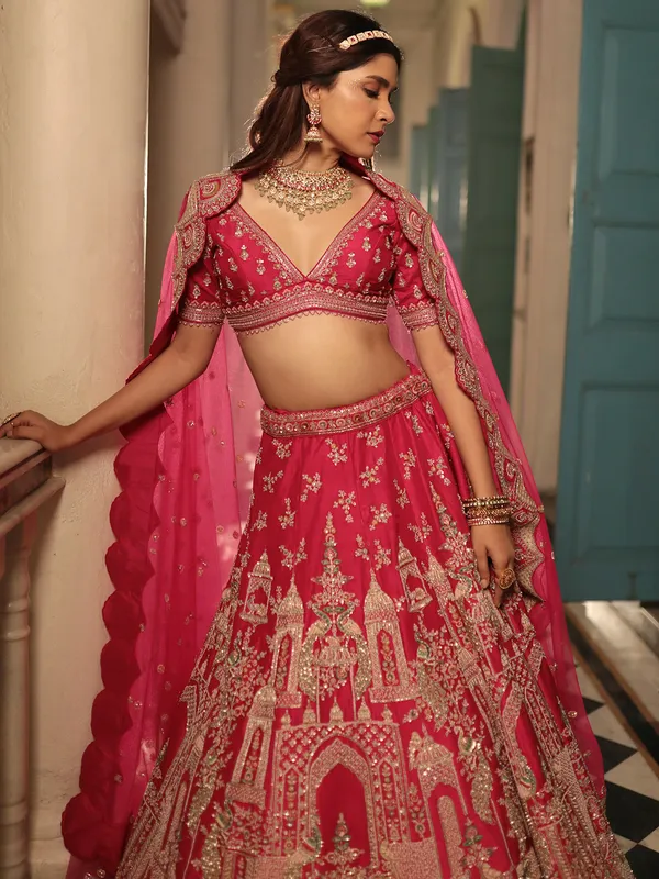 Beautiful magenta lehenga choli with dupatta