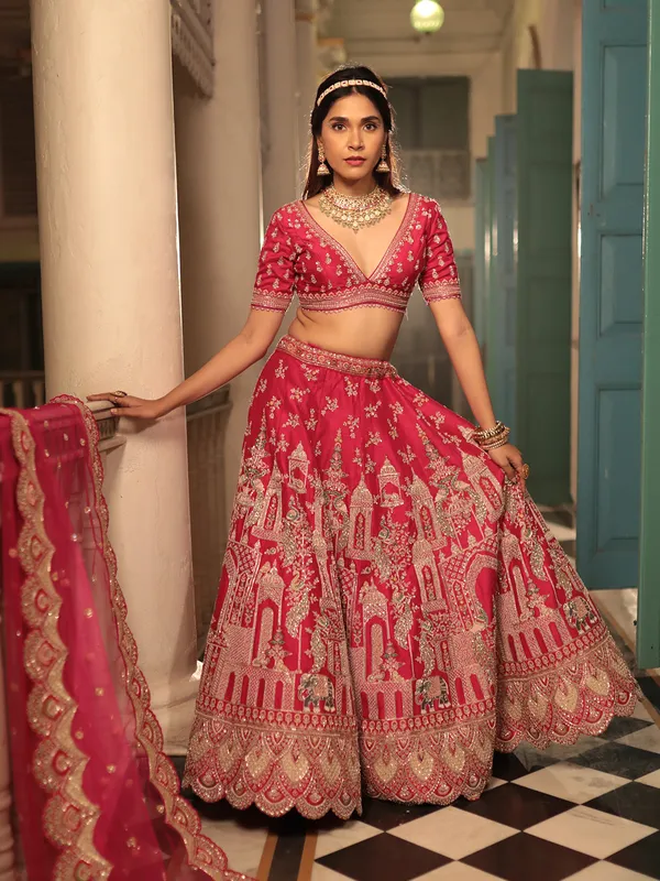 Beautiful magenta lehenga choli with dupatta