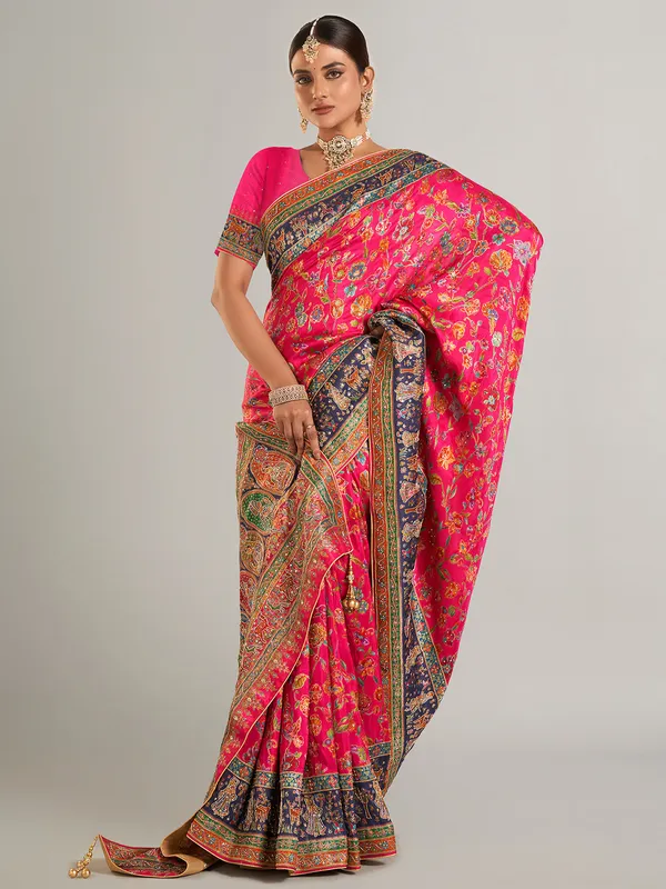 Beautiful magenta pashmina silk saree