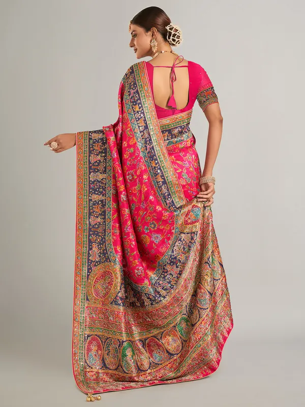 Beautiful magenta pashmina silk saree