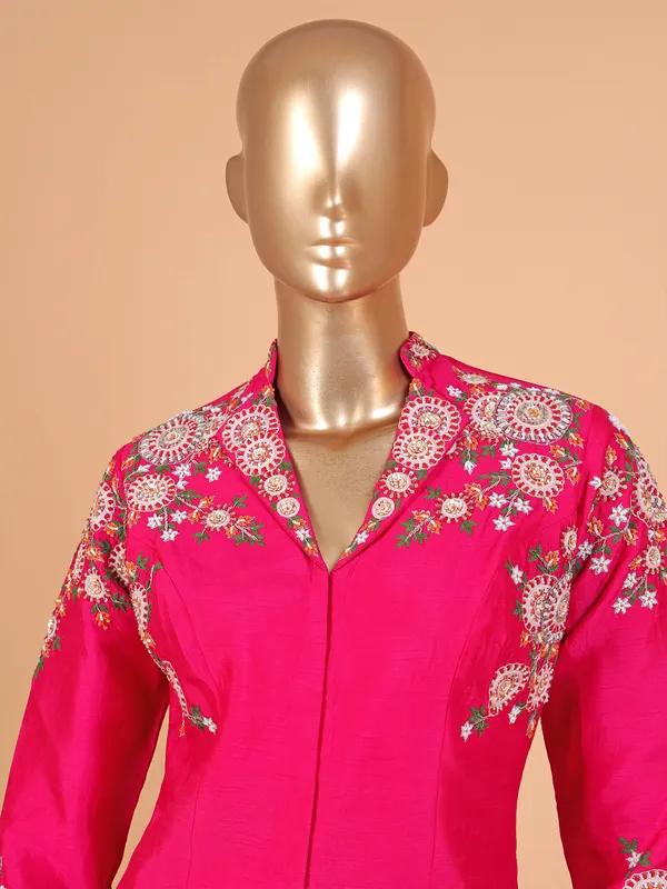 Beautiful magenta raw silk palazzo suit