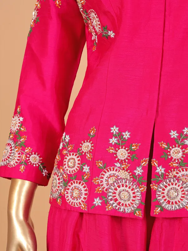 Beautiful magenta raw silk palazzo suit