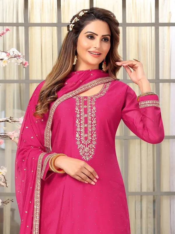 Beautiful magenta silk salwar suit