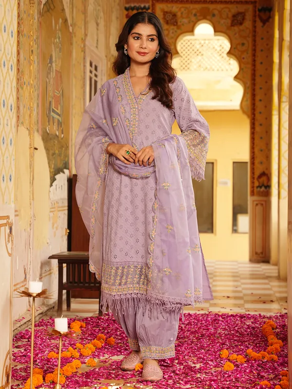 Beautiful mauve purple kurti set