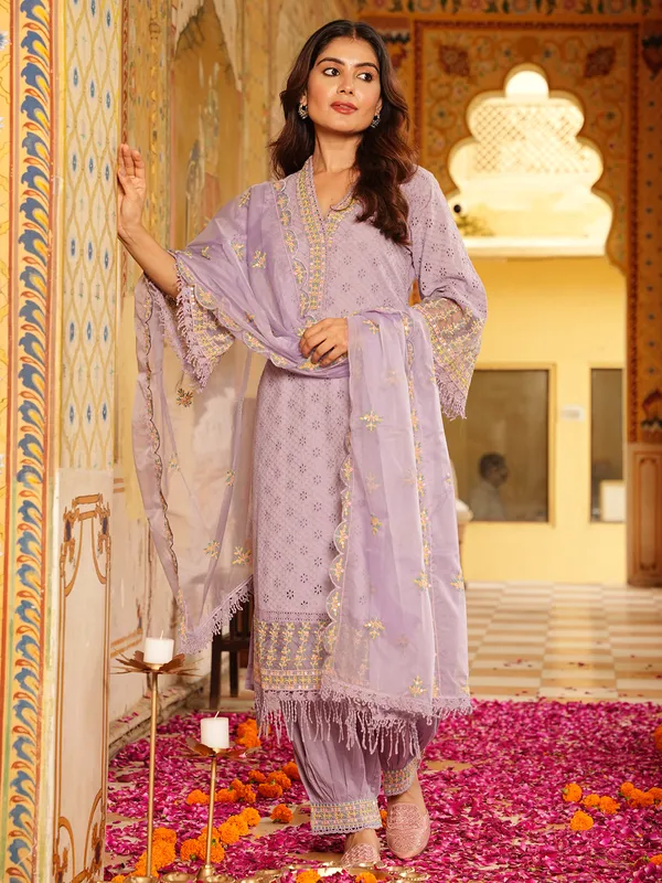 Beautiful mauve purple kurti set
