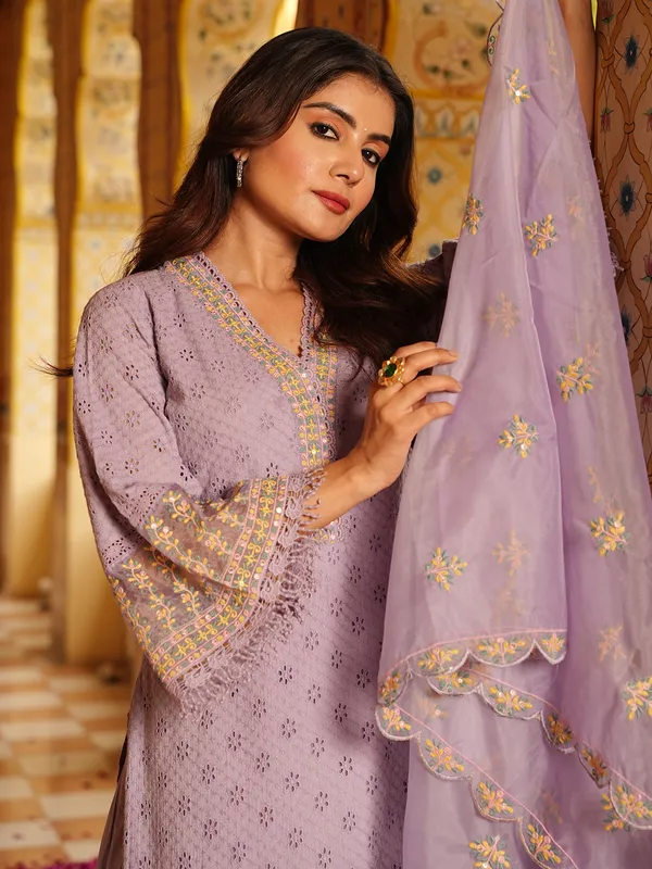 Beautiful mauve purple kurti set