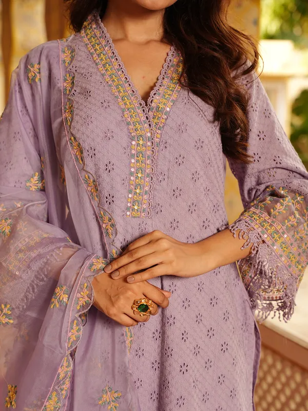 Beautiful mauve purple kurti set
