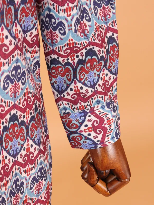 Beautiful multicolor printed cotton kurta for men