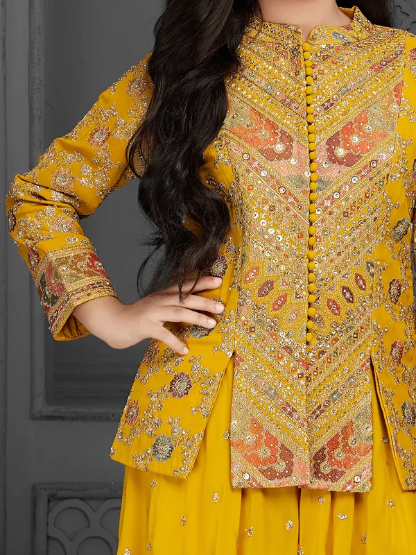 Beautiful mustard jacket style salwar suit