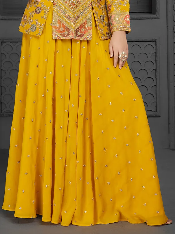Beautiful mustard jacket style salwar suit