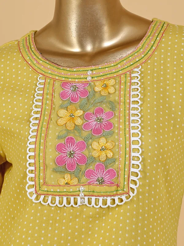 Beautiful mustard yellow cotton kurti with pant
