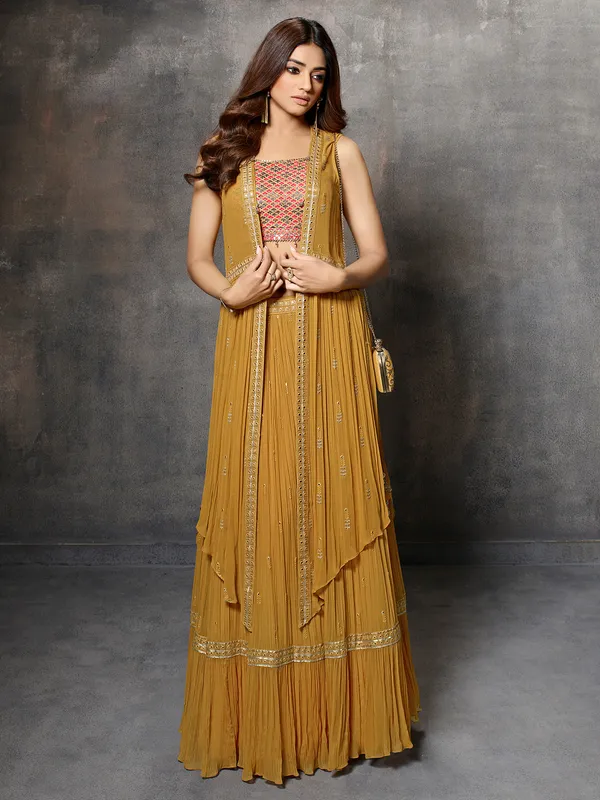 Beautiful mustard yellow lehena choli