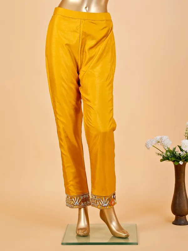 Beautiful mustard yellow salwar suit in silk