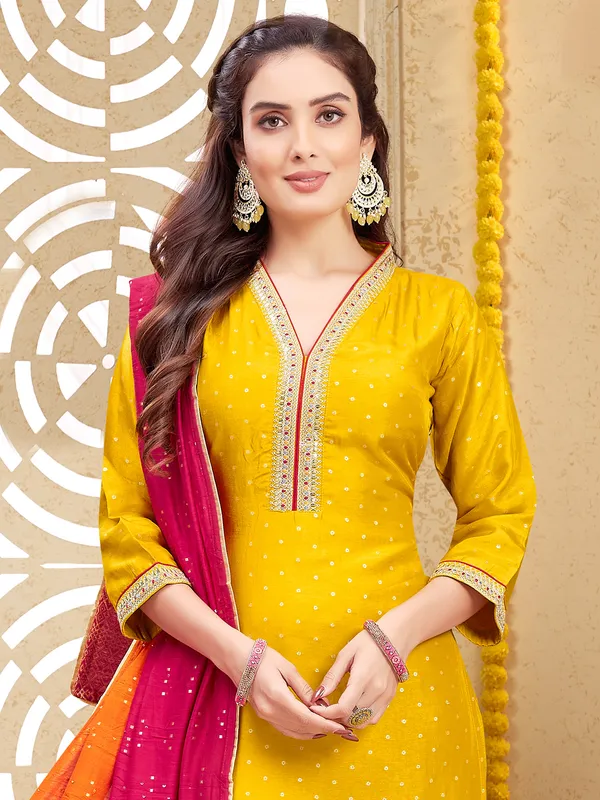 Beautiful mustard yellow silk salwar suit for women