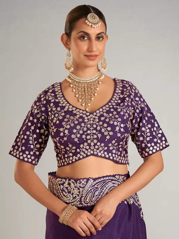 Beautiful purple chiffon saree