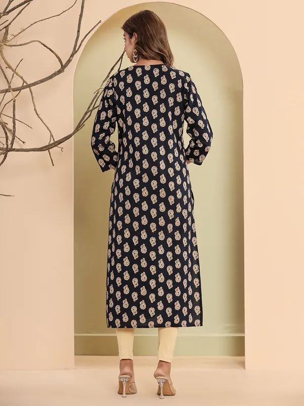 Beautiful navy cotton printed kurti
