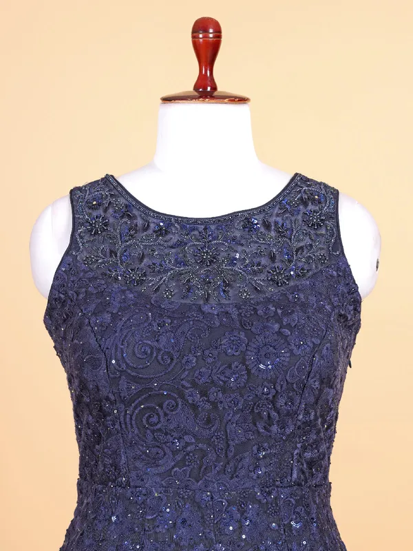 Beautiful navy net gown for party wear