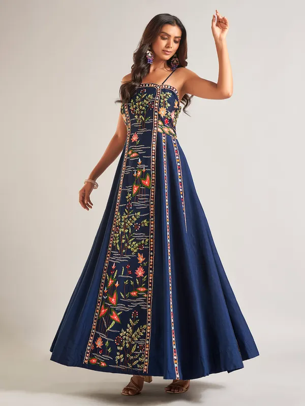 Beautiful navy raw silk salwar suit