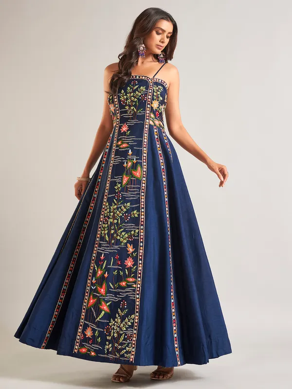 Beautiful navy raw silk salwar suit