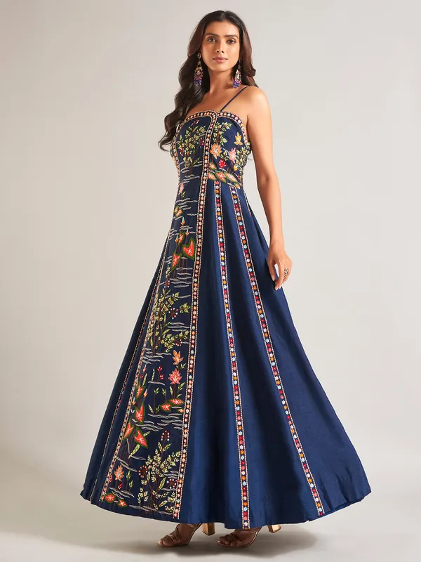 Beautiful navy raw silk salwar suit
