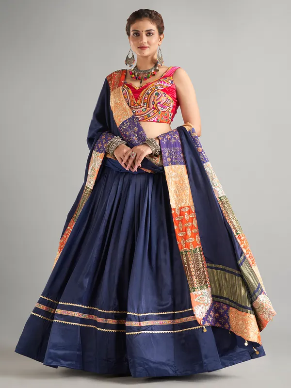 Beautiful navy silk lehenga choli