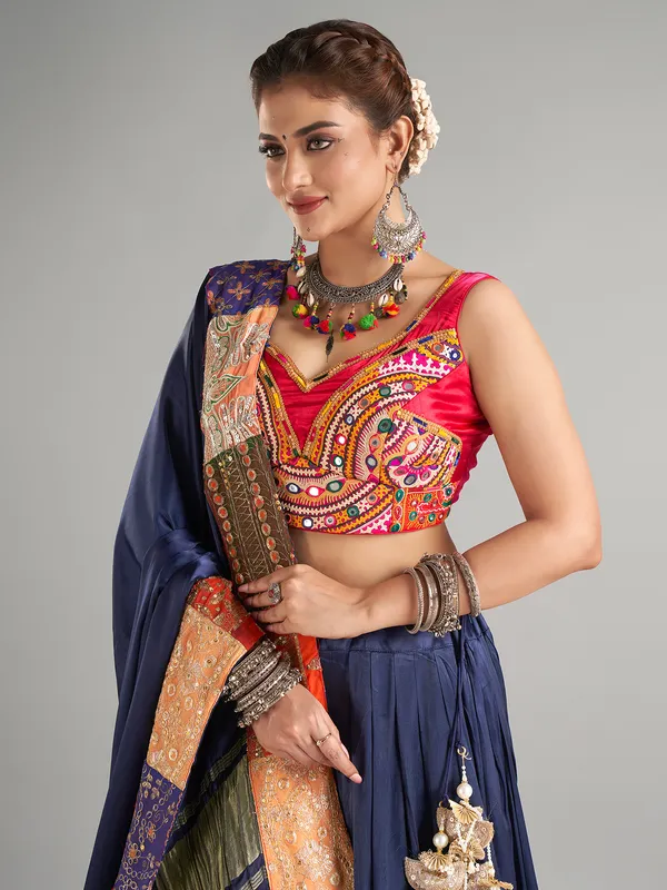 Beautiful navy silk lehenga choli