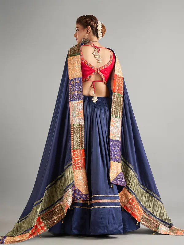 Beautiful navy silk lehenga choli