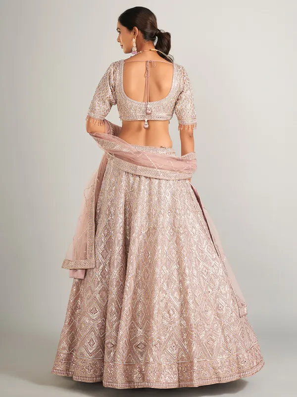 Beautiful onion hue lehenag choli in net