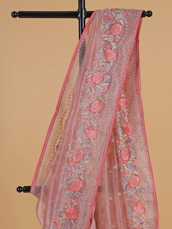Beautiful onion pink organza saree