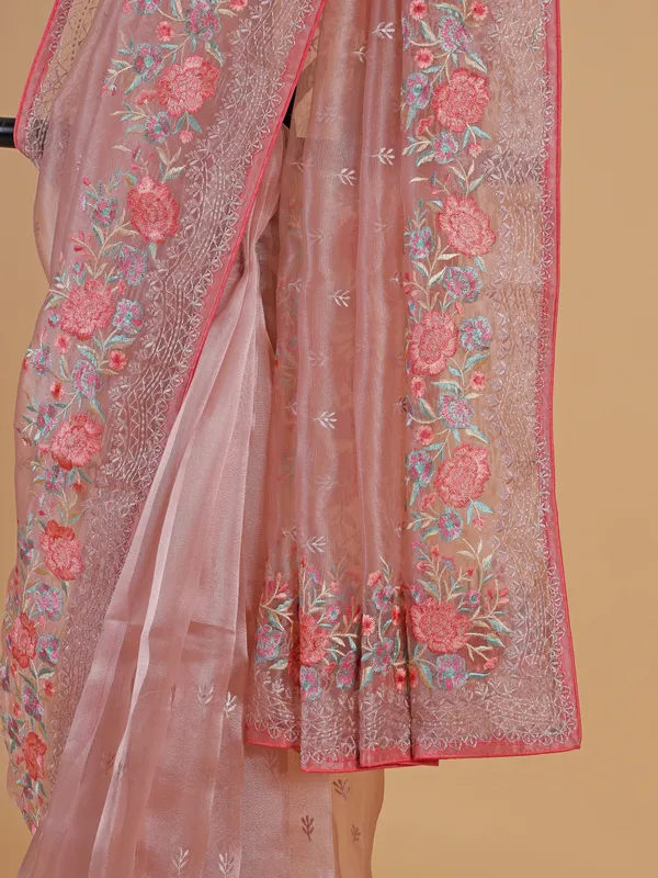Beautiful onion pink organza saree