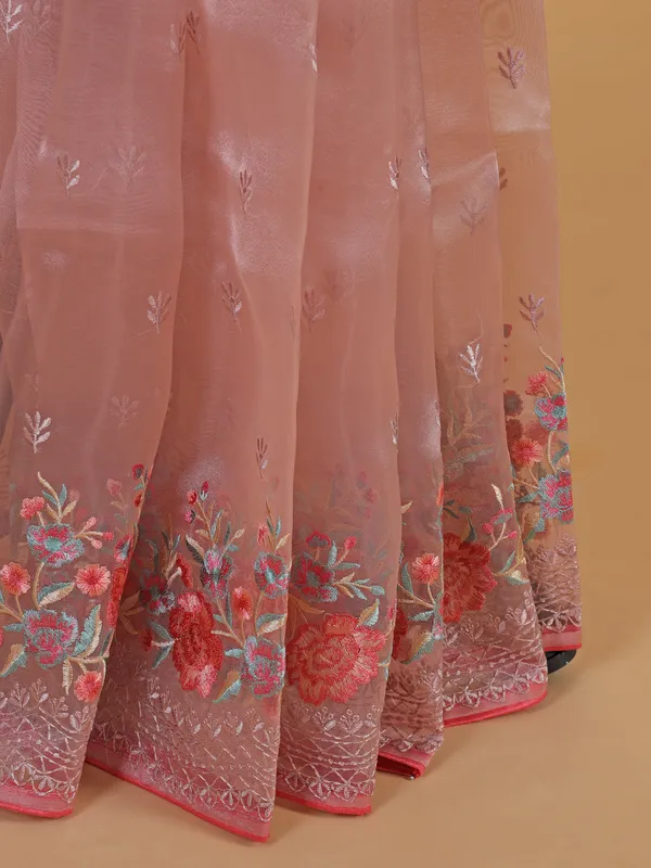 Beautiful onion pink organza saree