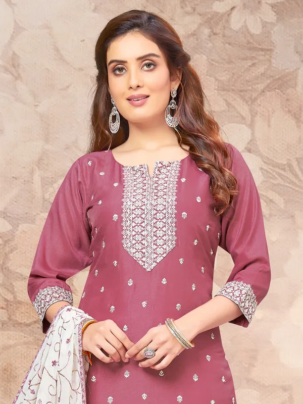 Beautiful onion pink silk salwar suit