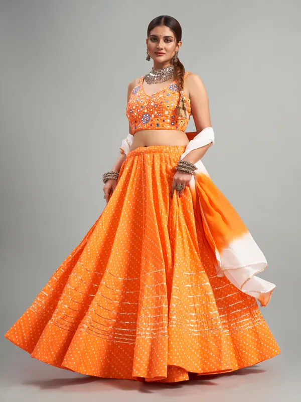 Beautiful orange cotton silk chaniya choli