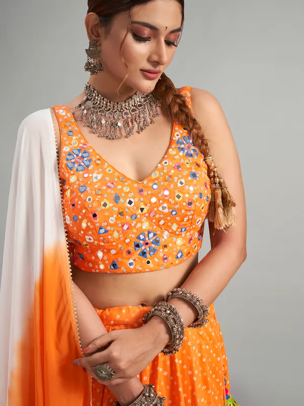 Beautiful orange cotton silk chaniya choli