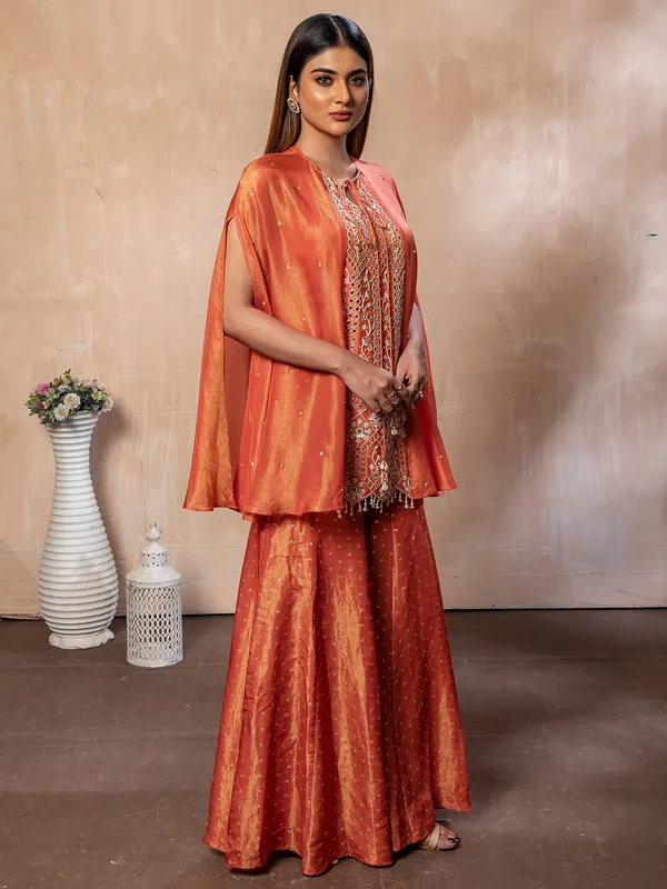 Beautiful orange silk palazzo suit