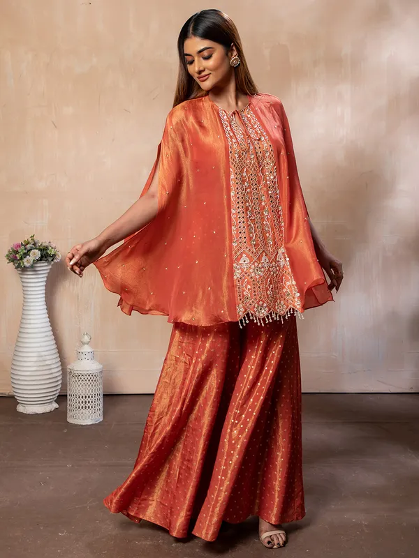 Beautiful orange silk palazzo suit