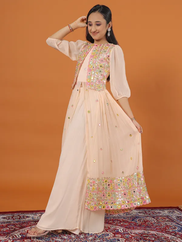 Beautiful peach georgette palazzo set