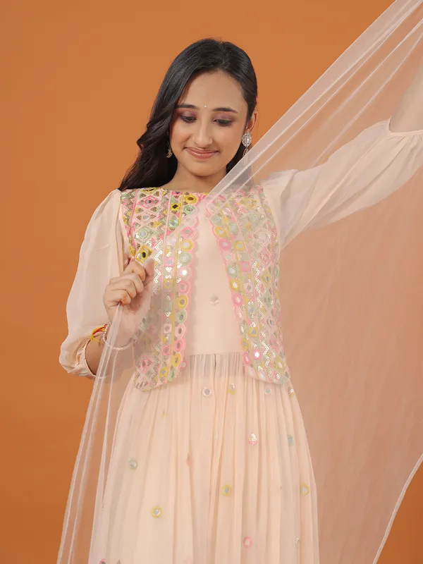 Beautiful peach georgette palazzo set
