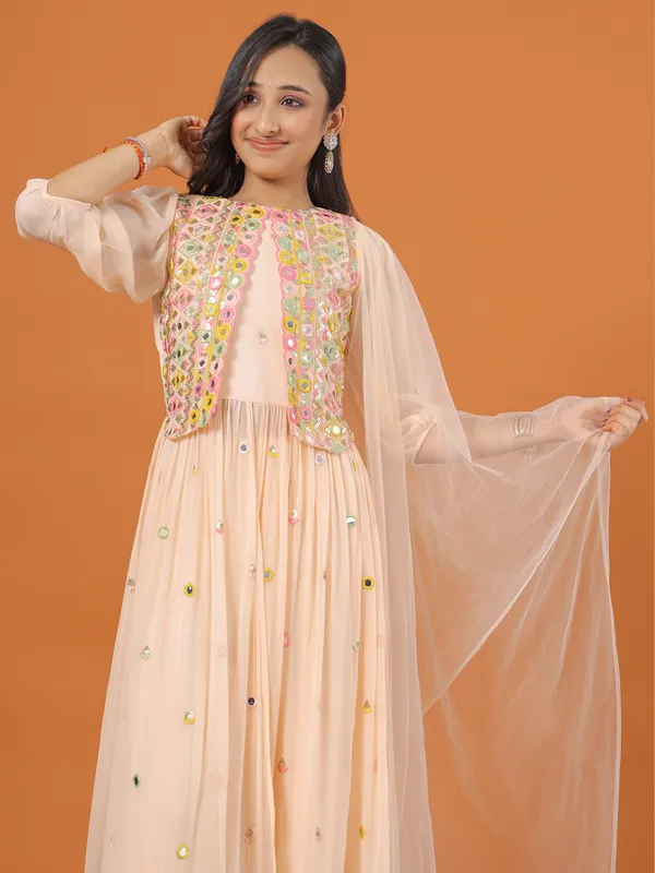 Beautiful peach georgette palazzo set