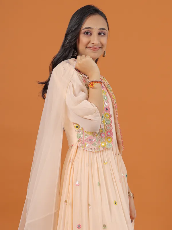 Beautiful peach georgette palazzo set