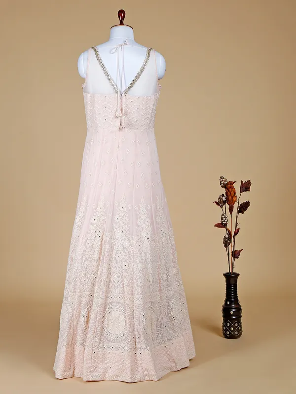 Beautiful peach hue georgette anarkali suit