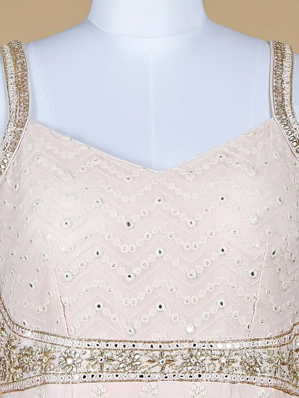 Beautiful peach hue georgette anarkali suit