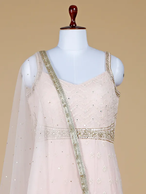 Beautiful peach hue georgette anarkali suit