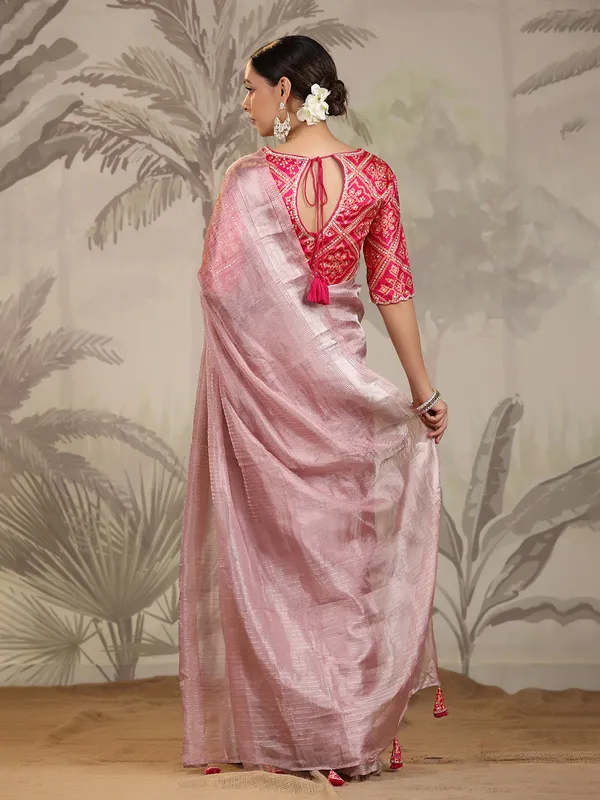 Beautiful peach organza saree