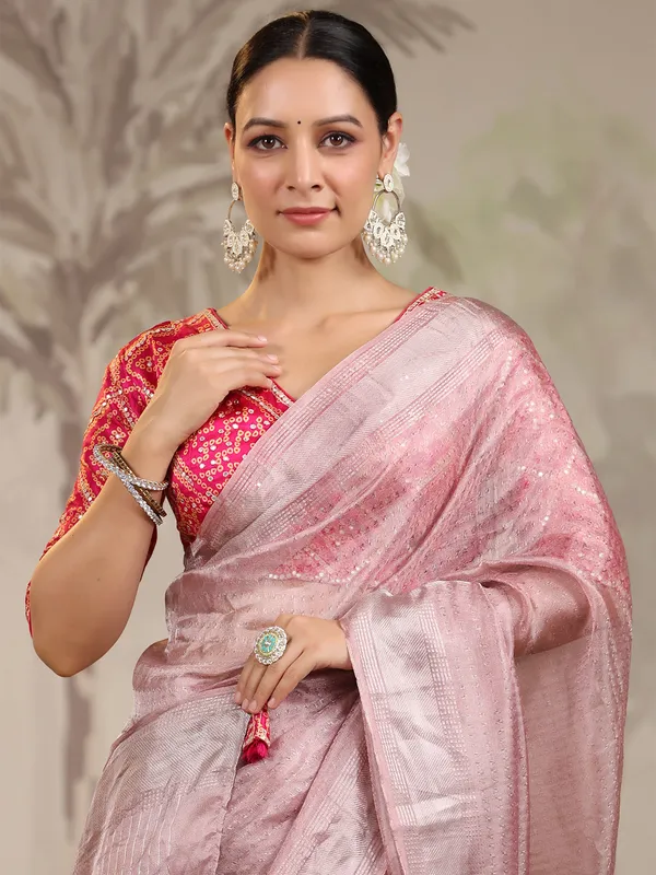 Beautiful peach organza saree