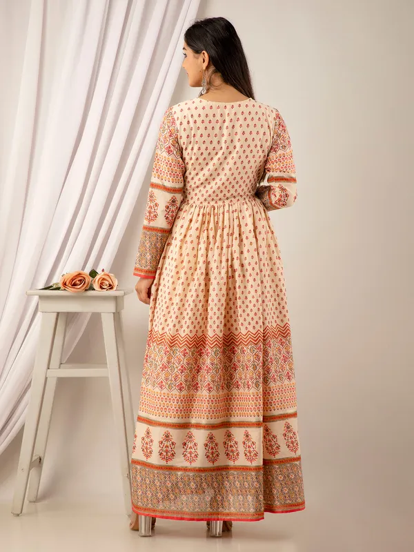 Beautiful peach printed cotton casual kurti